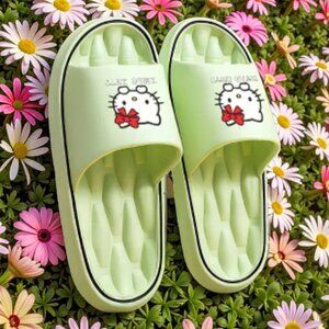Sanrio Hello Kitty Green Plush House Slippers | Size US 5–6